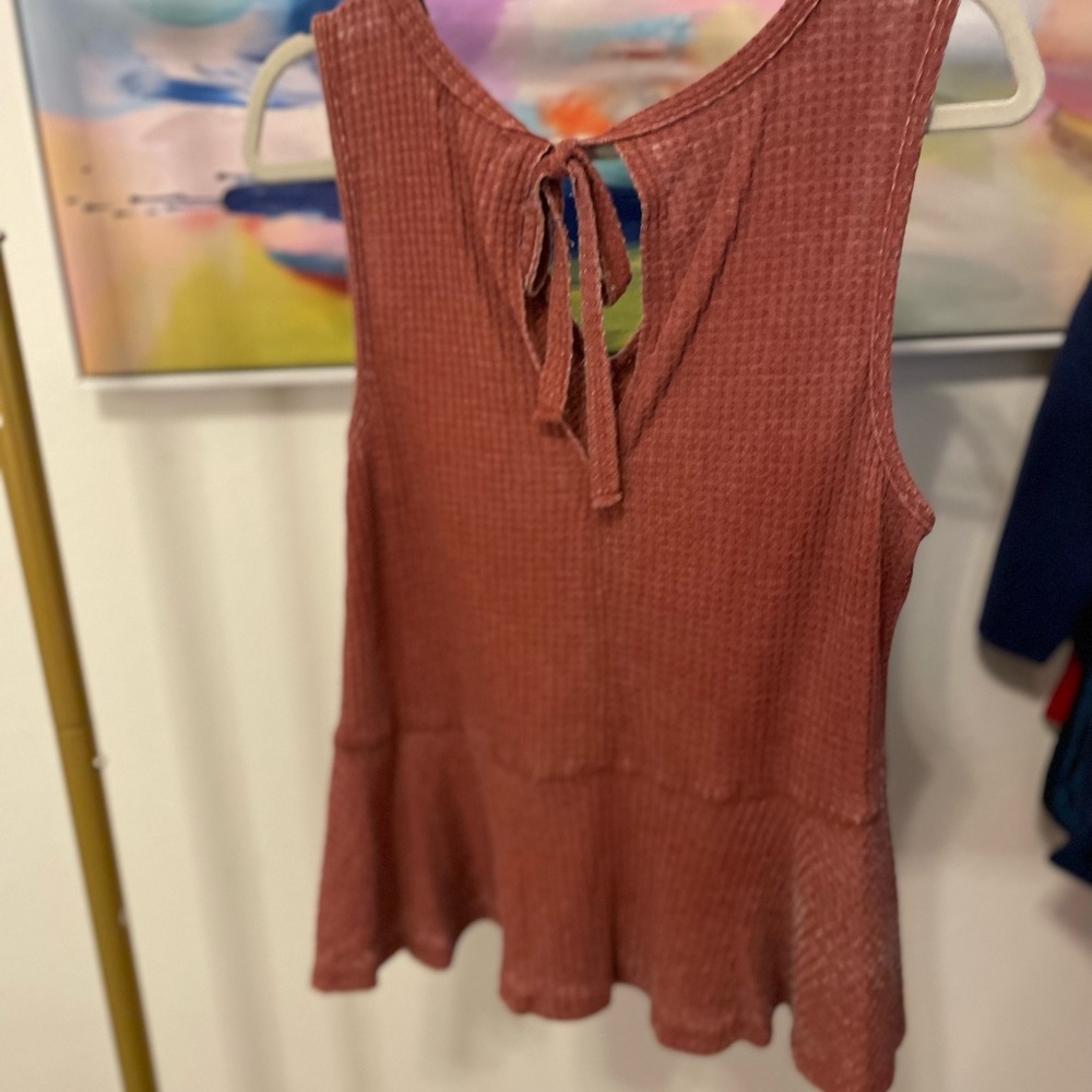 Altar'd State Rust Waffle Knit Tank Top medium boho cottagecore hippie babydoll - Picture 6 of 6